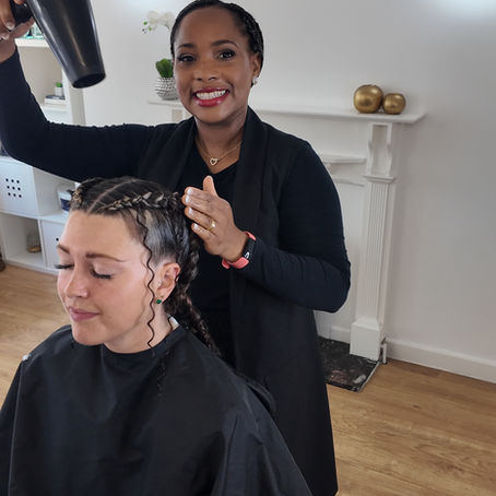 Close-up of fresh box braids styled at Beauty Splendour hair salon in Glasgow