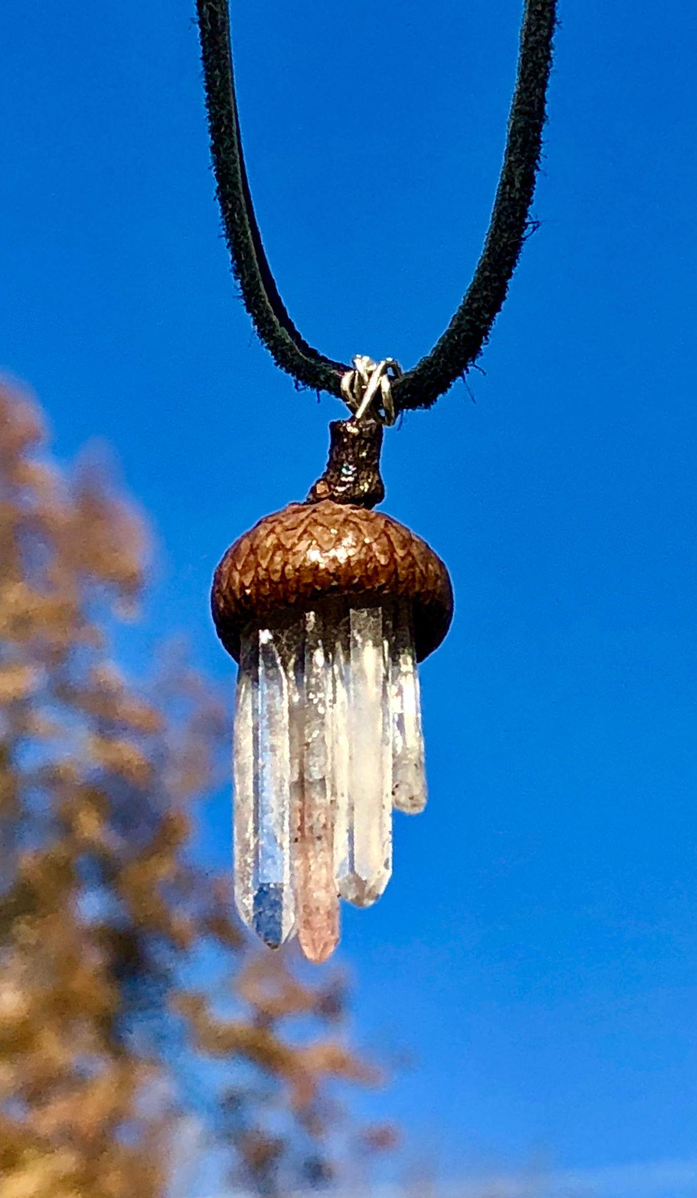 "Acorn Cap and Quartz Cluster"