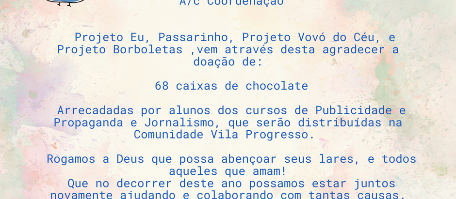Projeto Eu Passarinho e Cresperança - Abril 2025