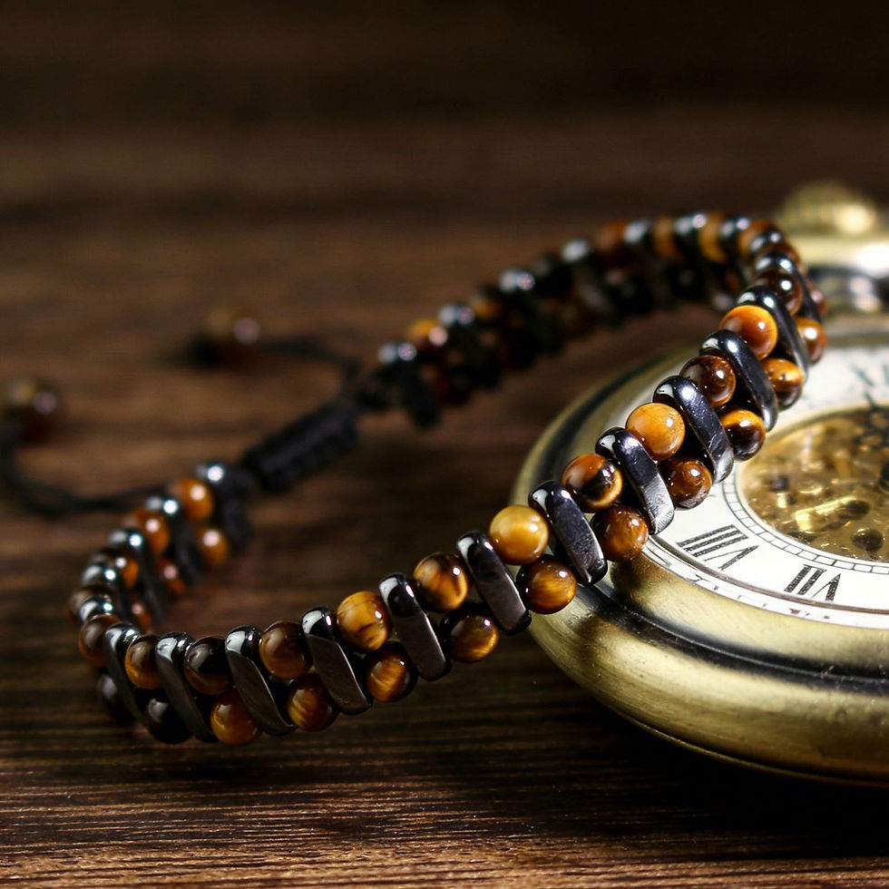 Thumbnail: Tiger Eye Stone Magnetic Woven Bracelet
