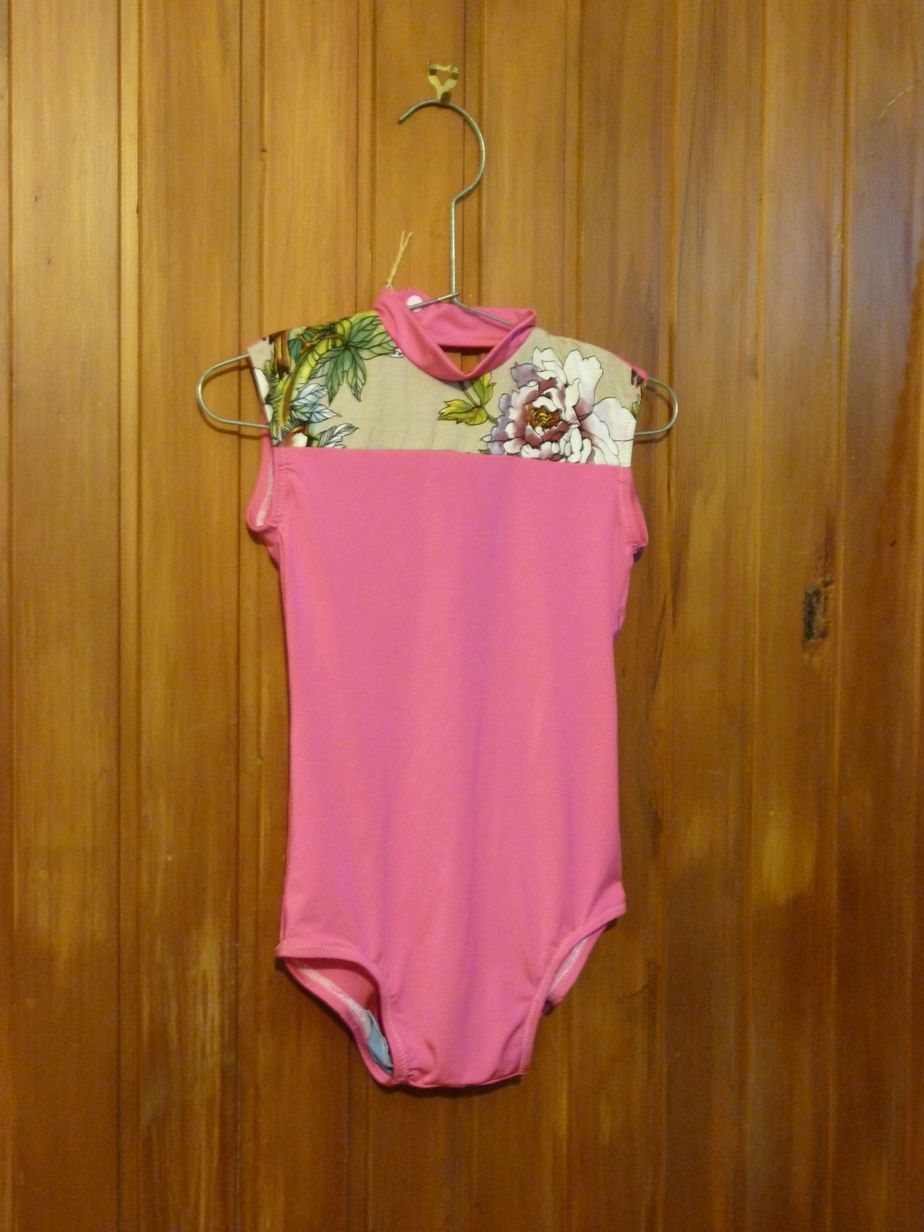 Peony detail Leotard, Fushia pink.