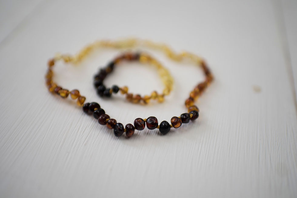 Thumbnail: Ombre Amber Anklet & Necklace Set
