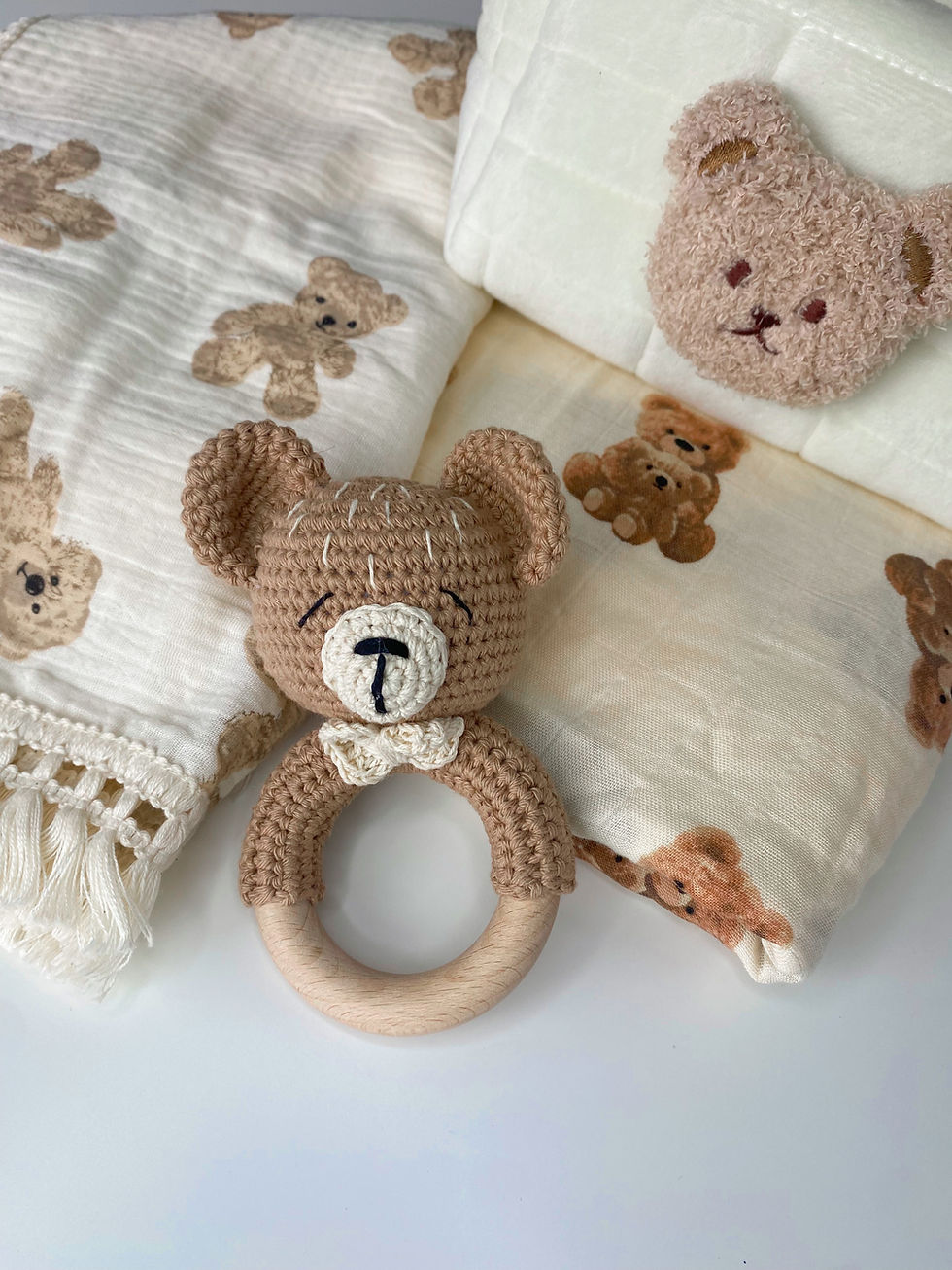 Thumbnail: Teddy Cuddles Bamboo Muslin Swaddle Blanket