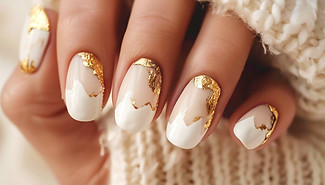 Nailart-gold-weiss