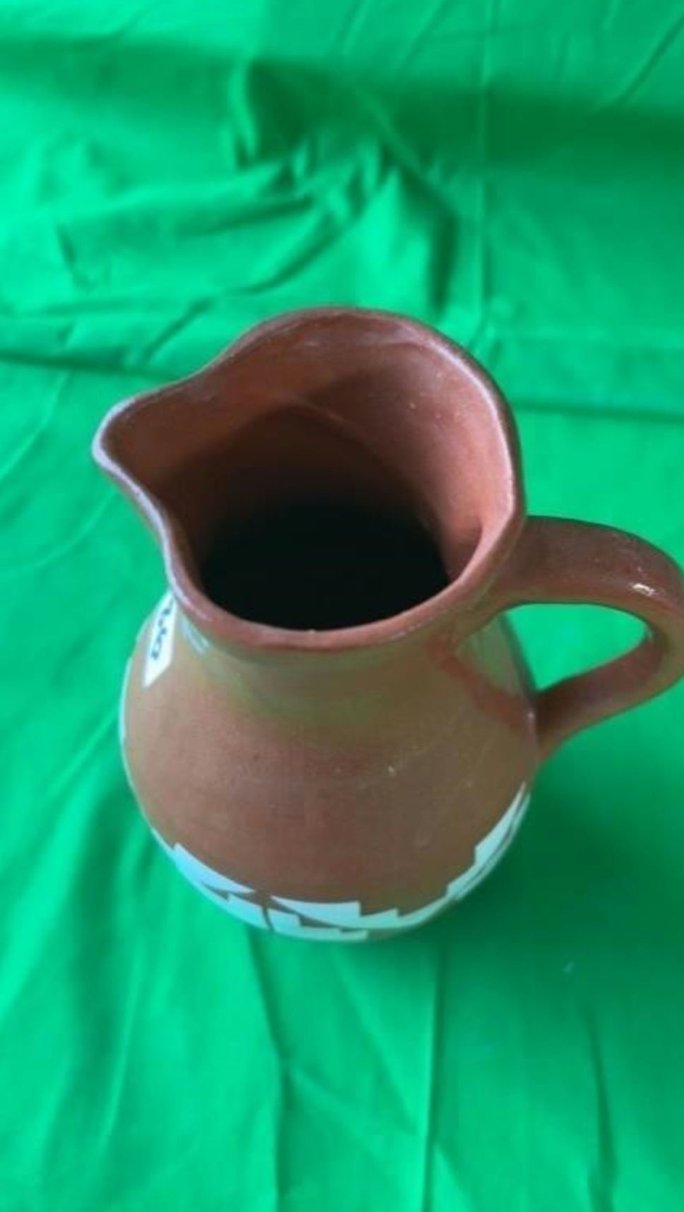 Thumbnail: Native American Glazed Pottery Pitcher, Signed 7.5"