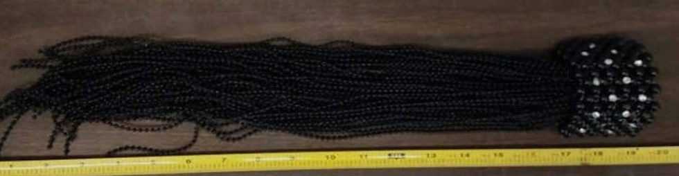 Thumbnail: Black Embellished fringe dangle pony tail hair
piece

