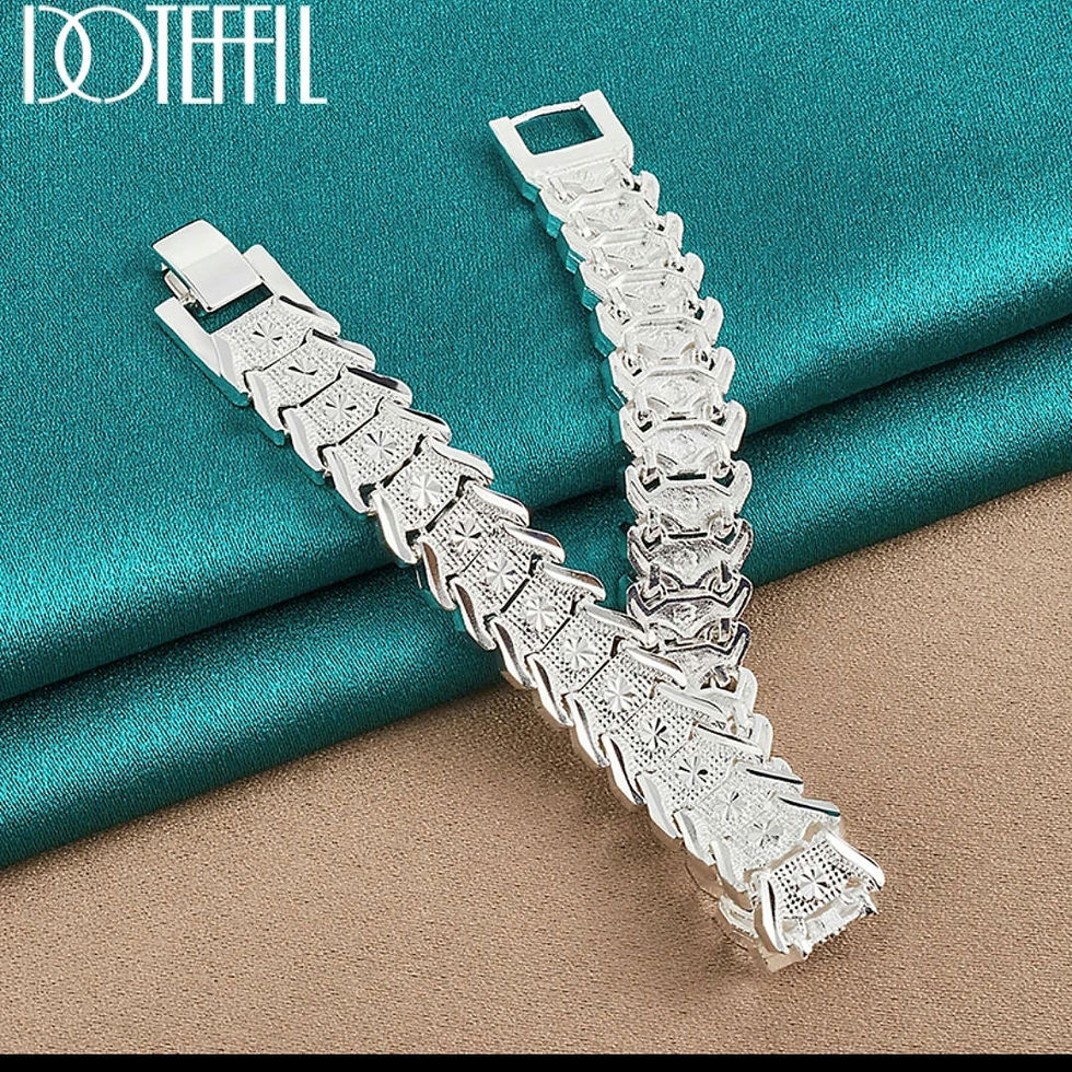 Thumbnail: Wide wristband brackets 925 silver 