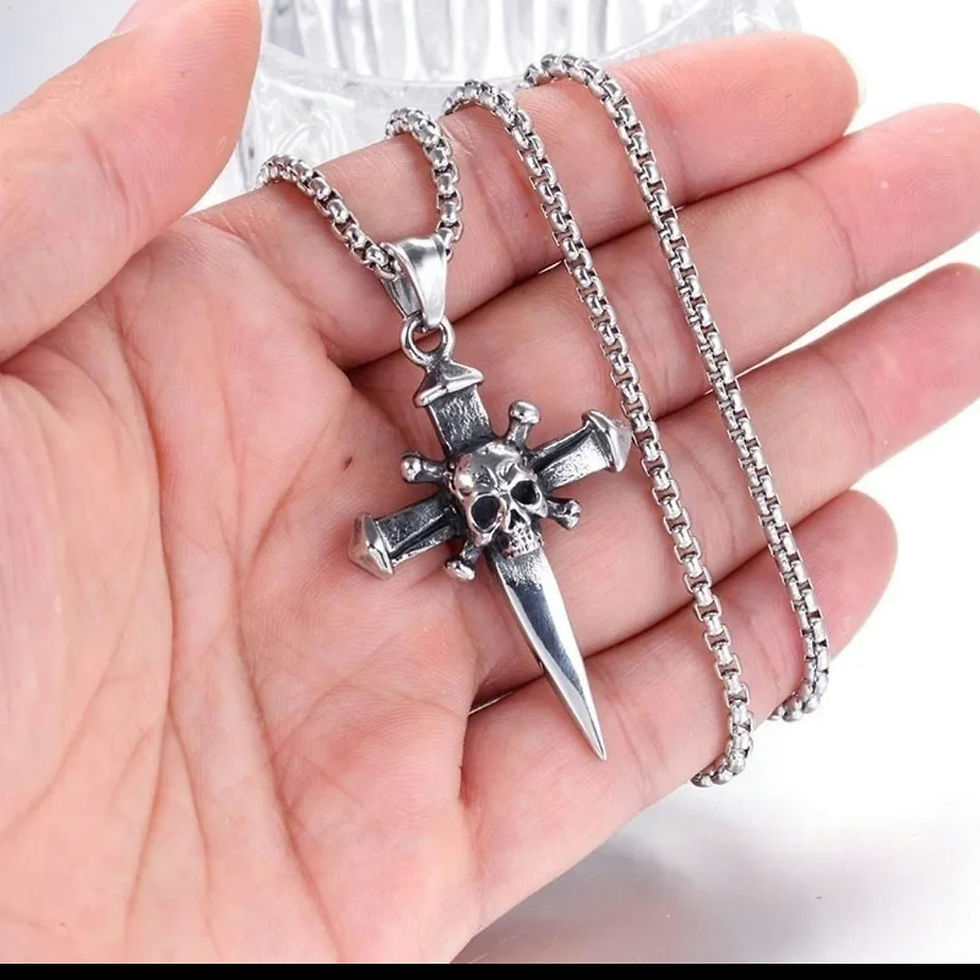 Thumbnail: Skull dagger cross pendant 