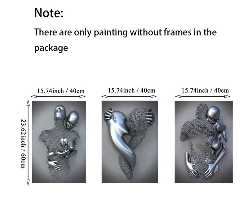 Thumbnail: 3 piece 15.7" x 23.6"  frameless metal sculpture statue poster 