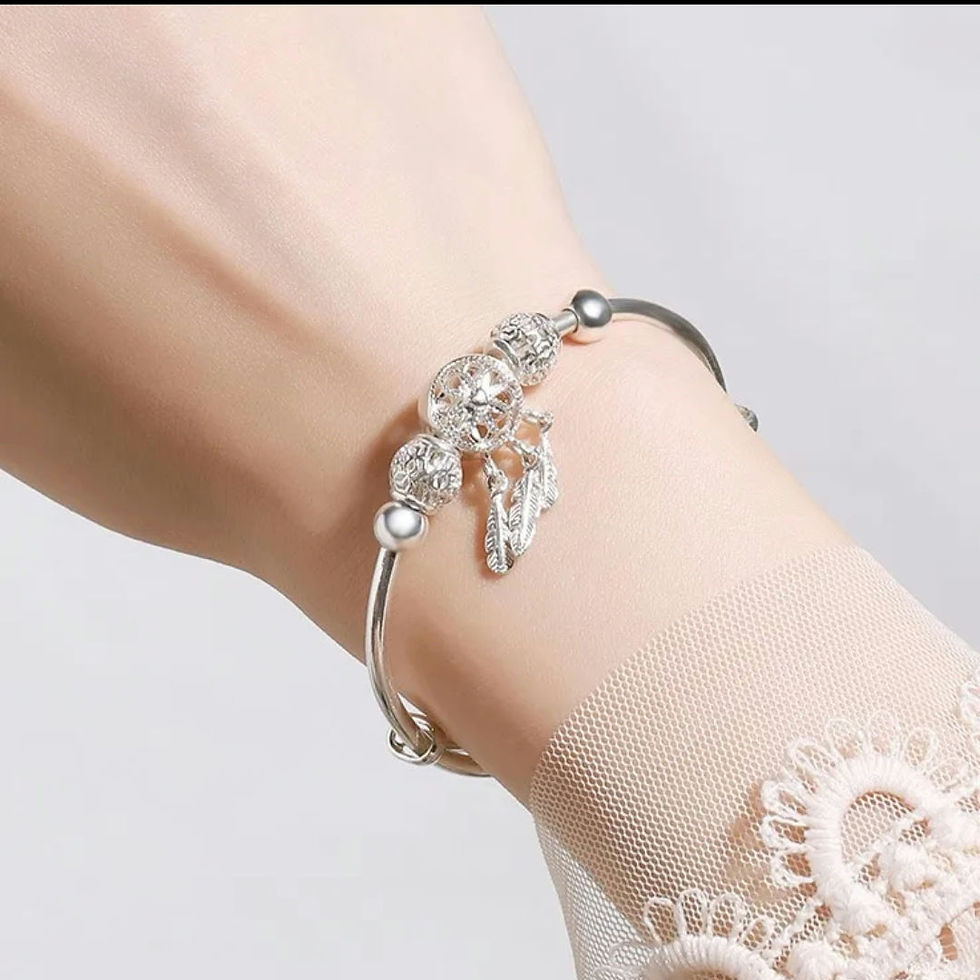 Thumbnail: Sterling silver feather bracelet 