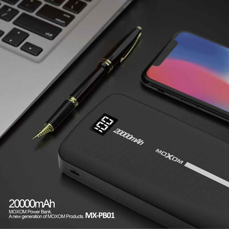 Thumbnail: MOXOM LCD Display Portable Power Banks Quick Charger 3.0 10000mah Power Bank