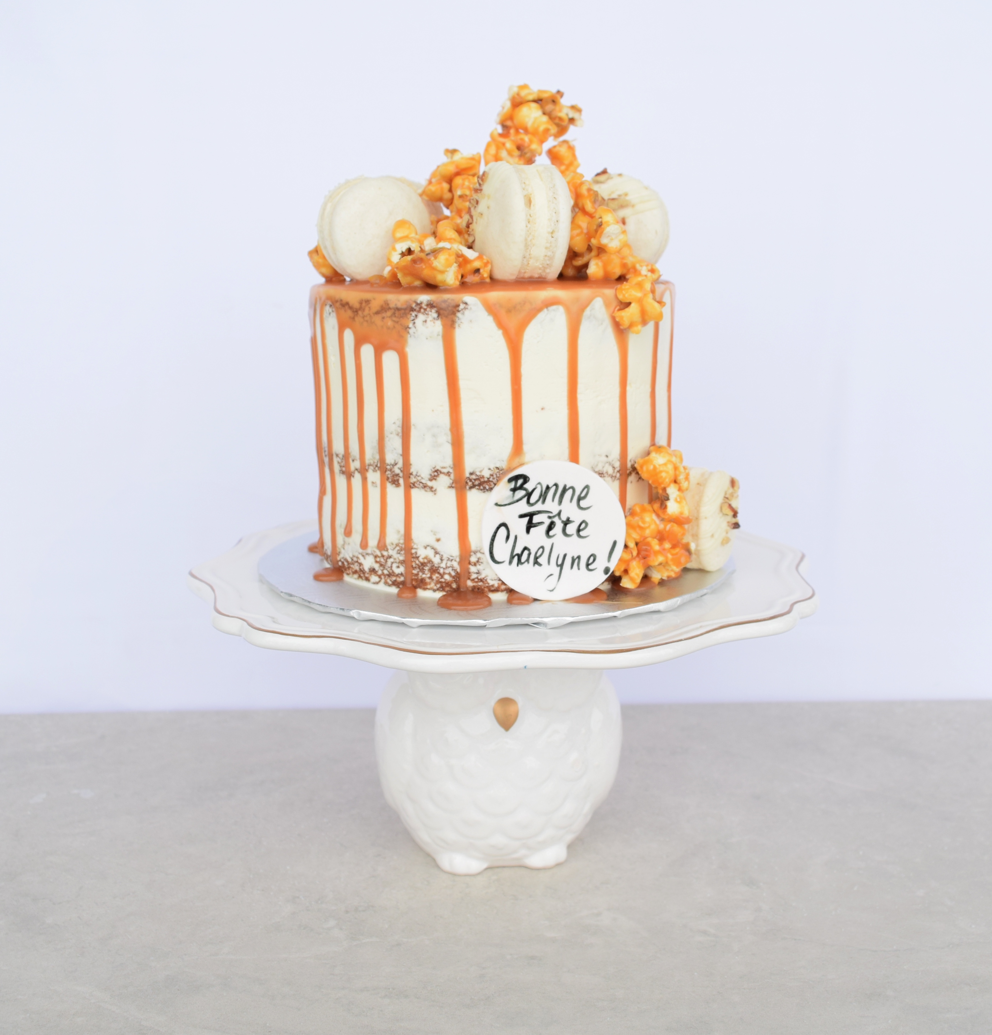 Naked caramel drip cake
