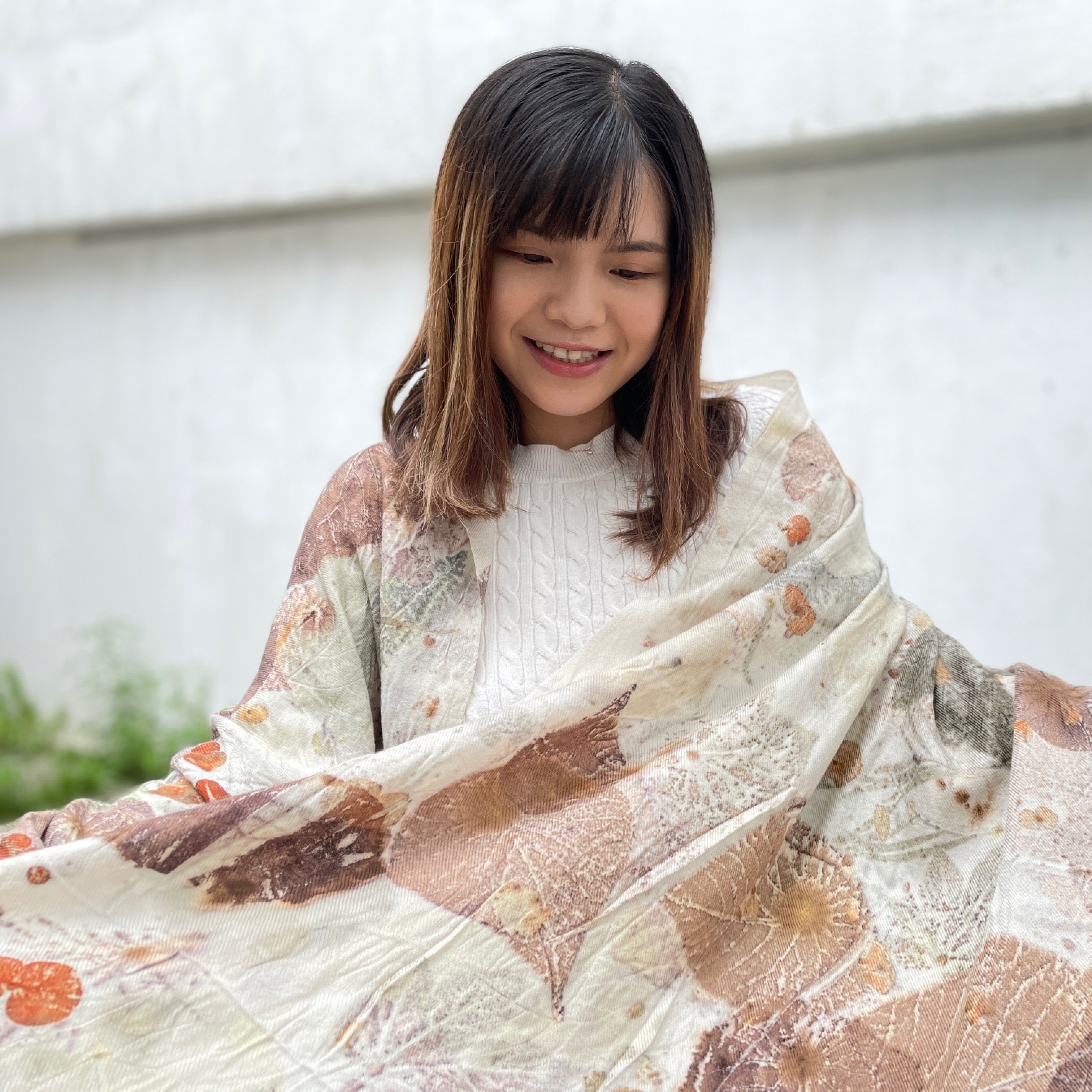 エコプリントモザイク染めウールスカーフ - ショップ Dyelicious