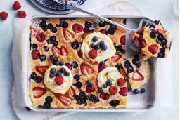 Berry buttermilk pancake tray bake