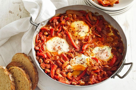 North Africa Eggs & Beans recipe using Josh's Rainbow Eggs