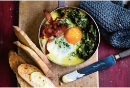 Manu's coddled egg with creamed rocket