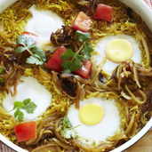 Indian Korma eggs biryani