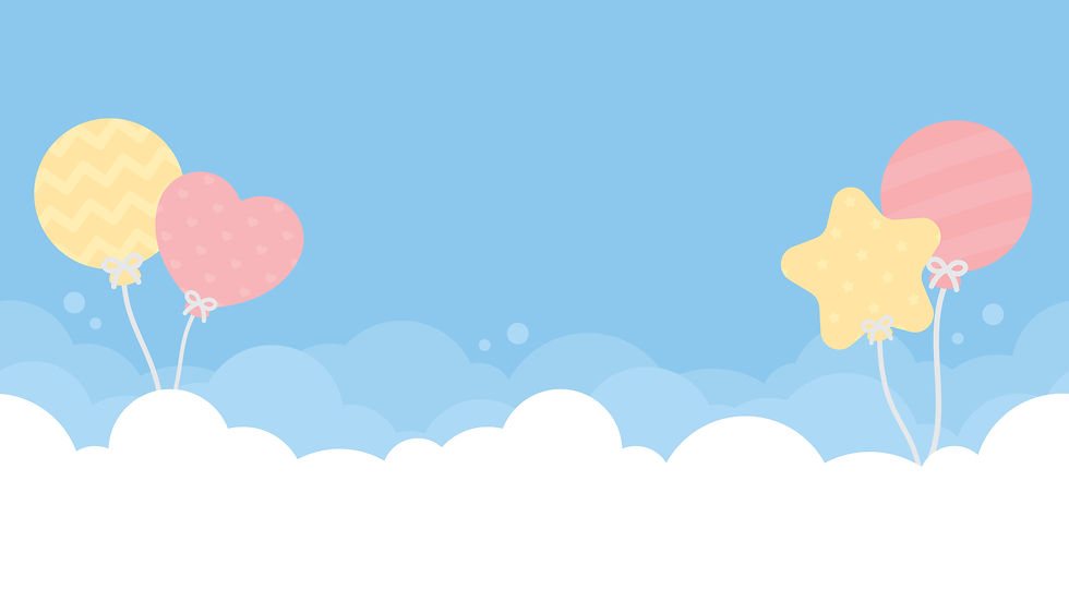 Cute-white-cloud-with-pastel-colored-balloon-on-bright-blue-sky-background.-Presentation-T