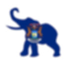 Michigan flag on elephant suggesting Michigan GOP