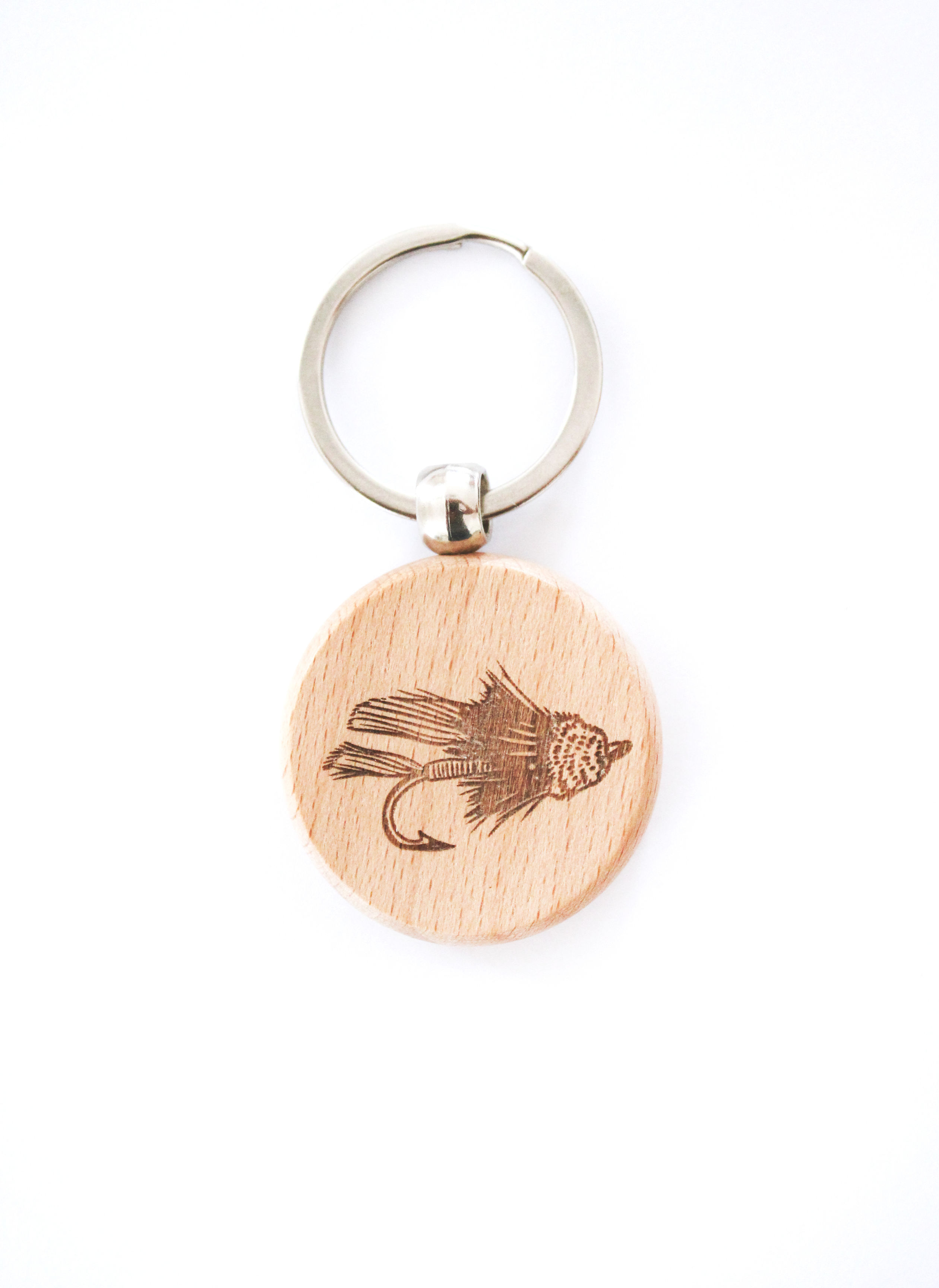 Porte-Clé en bois de Hêtre - Mouche à Pêche