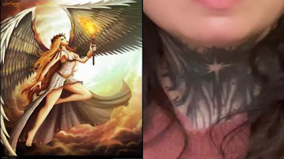Nikalie Monroe Tattoo of Nike Greek Idol goddess