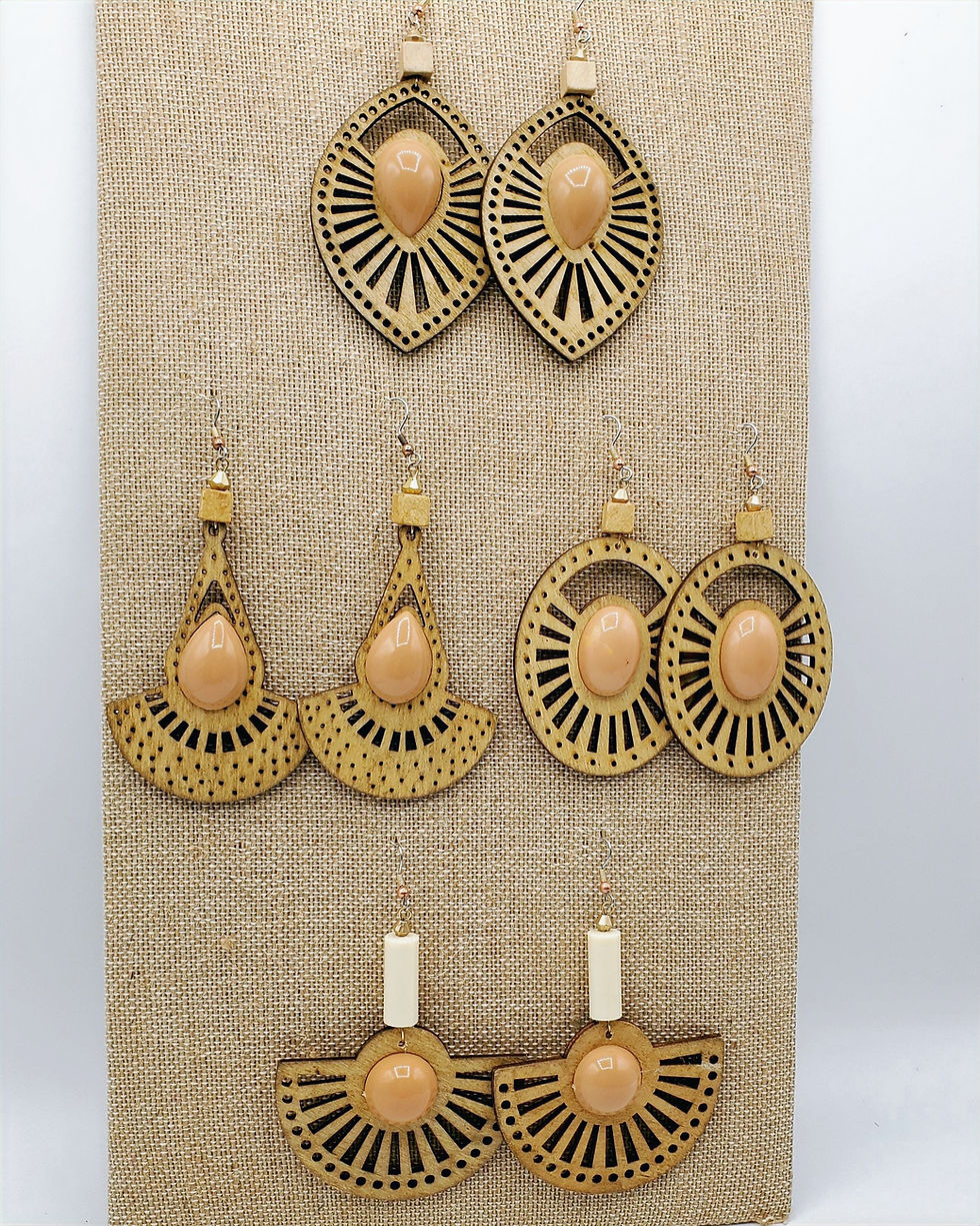 Thumbnail: Laser Cut Wood Earrings (006)