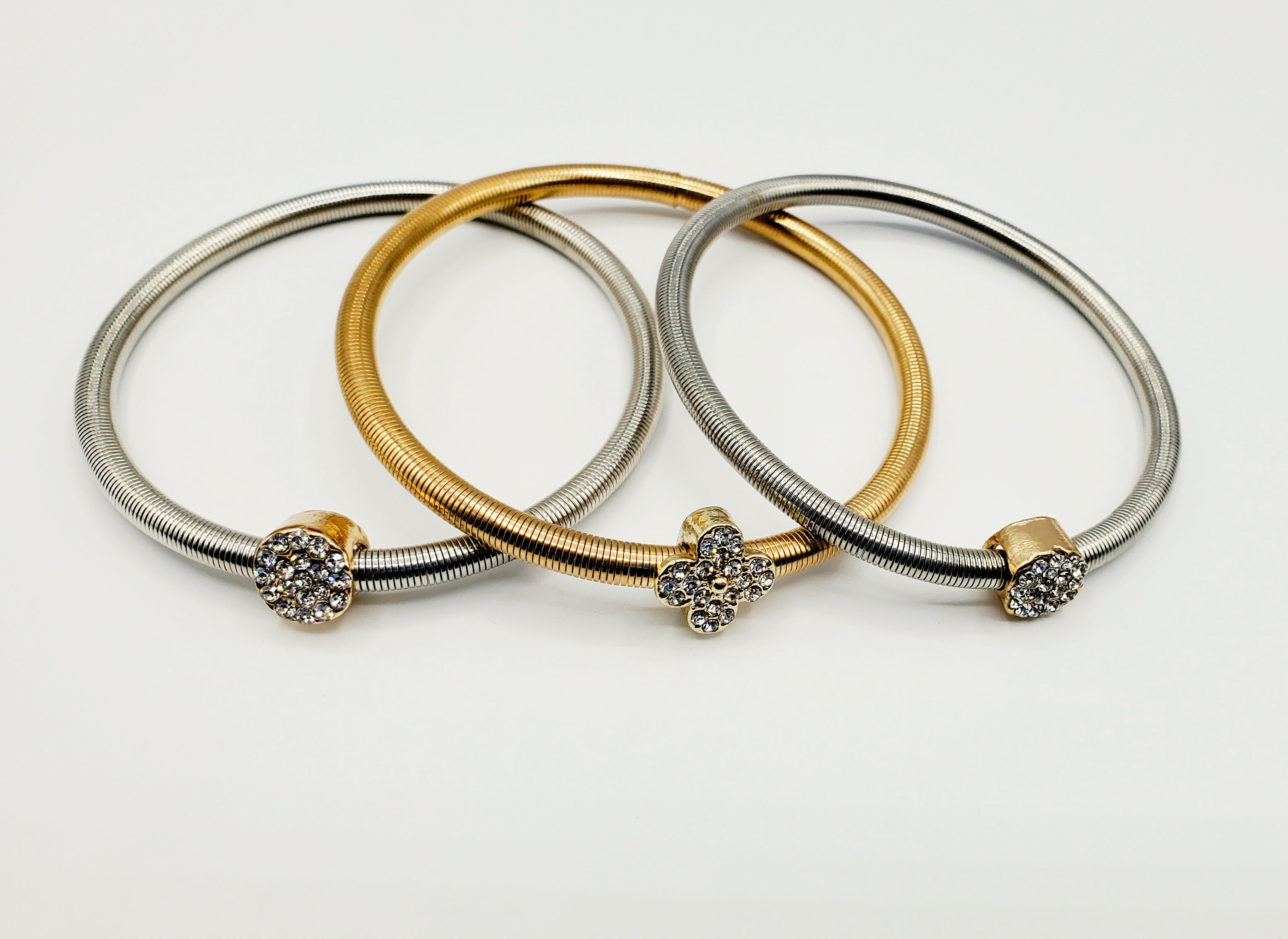 Gold & Silver Stretchy Stackable Bracelet Set 