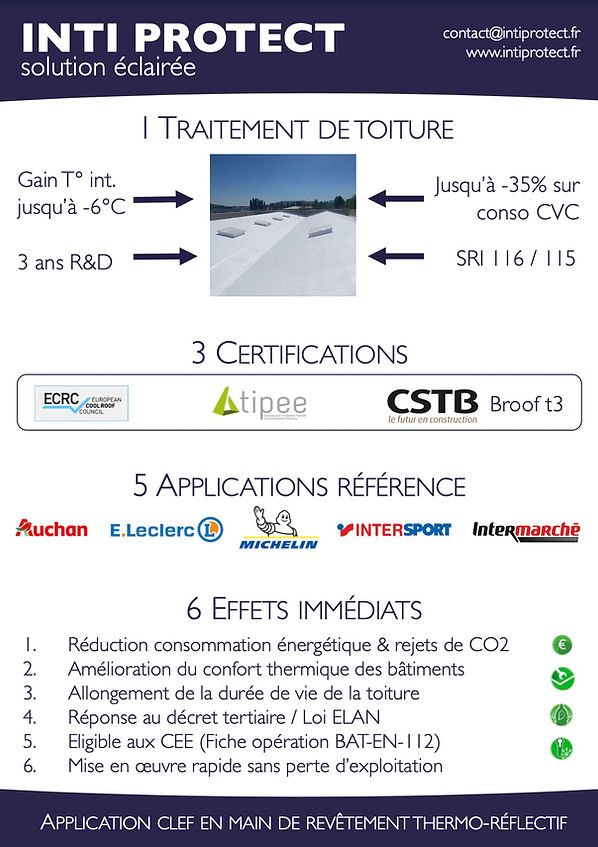Plaquette INTI PROTECT cool roofing cool roof peinture thermoréflective gains énergétique confort loi élan décret tertiaire
