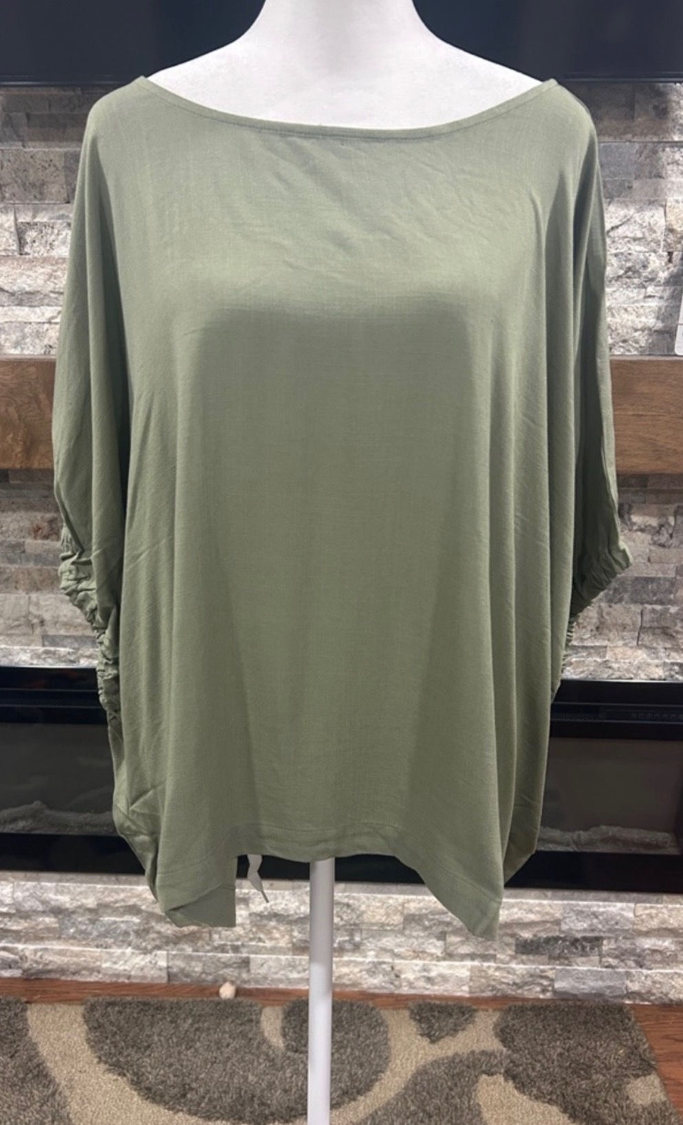 Zenana Olive Green Oversized Boatneck Tunic