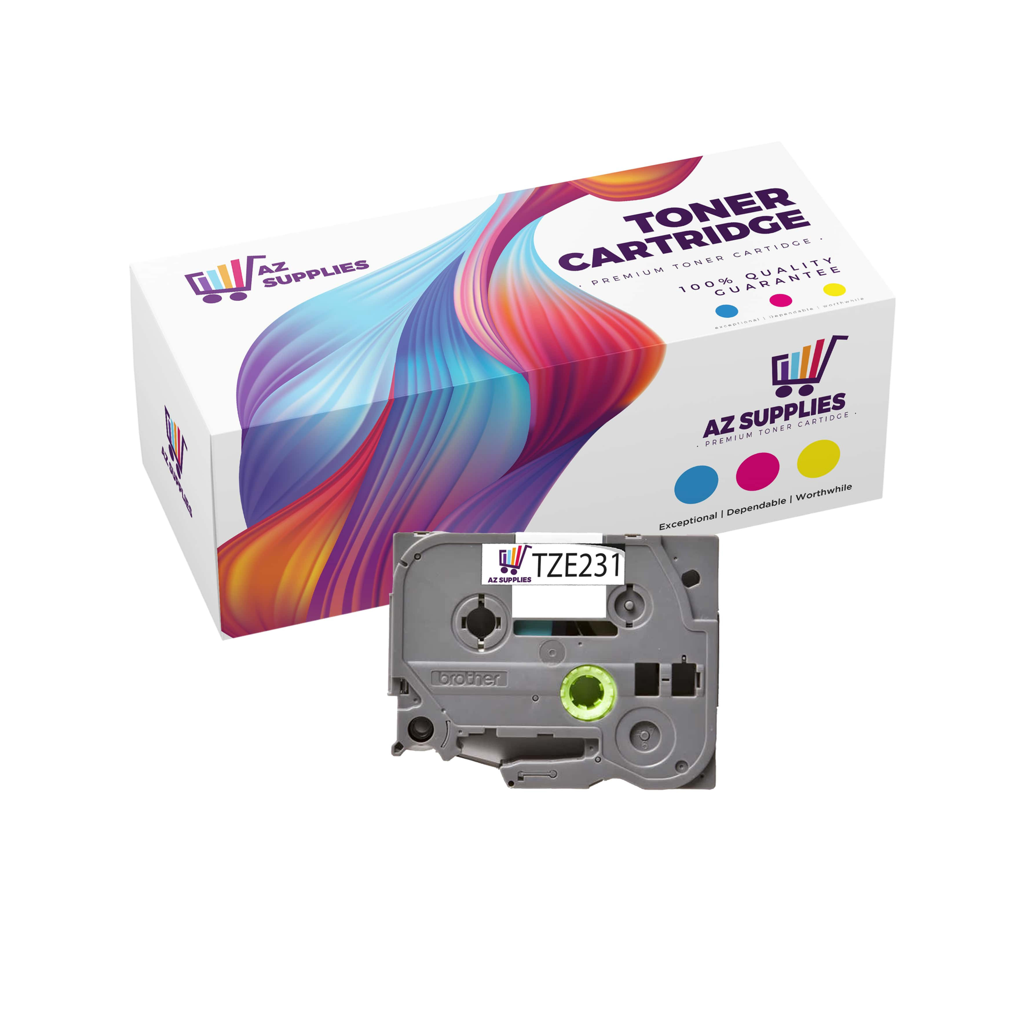 BROTHER COMPATIBLE P-TOUCH TZE231 BLACK ON WHITE LABEL TAPE