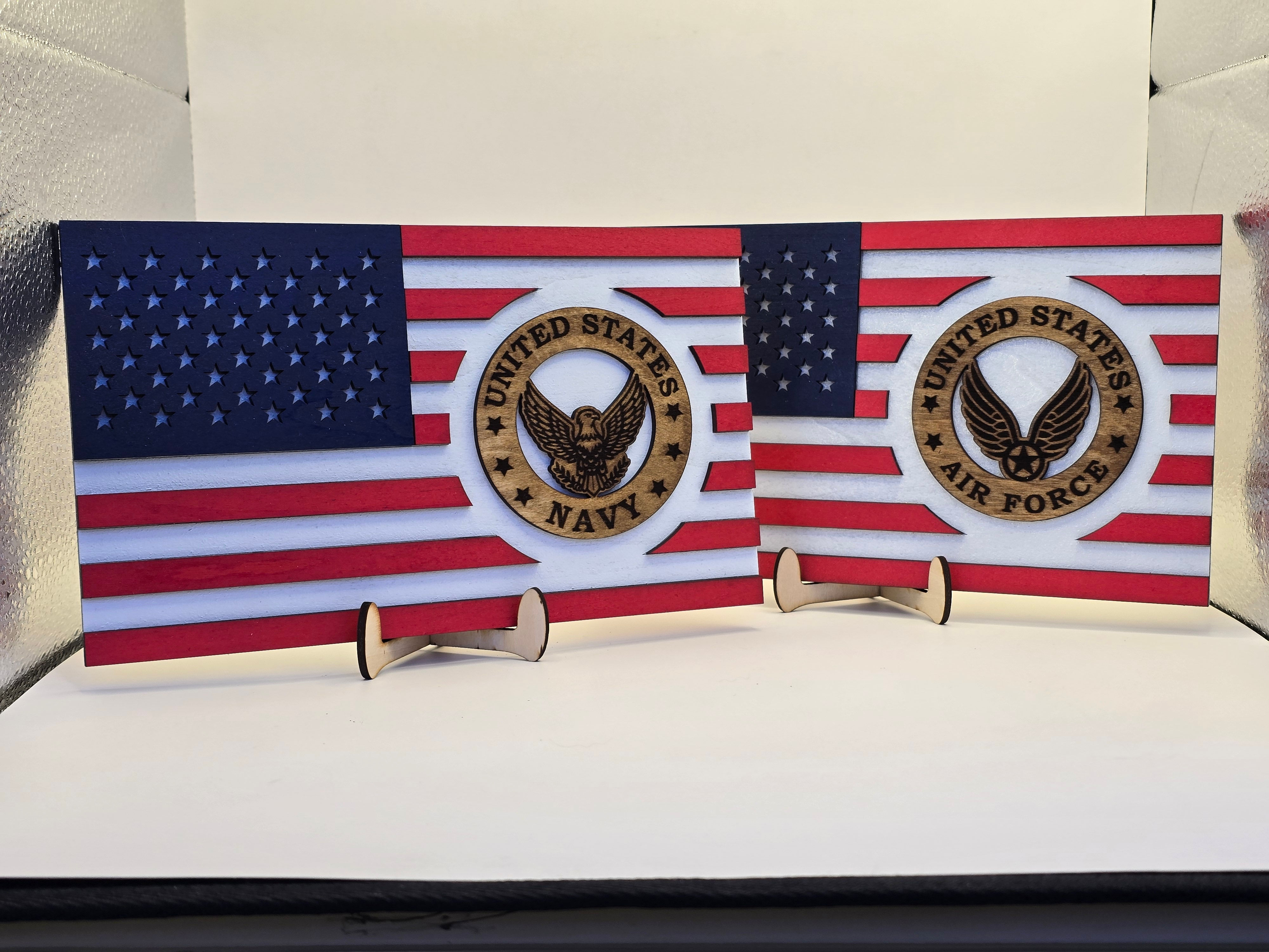 Military Flag Plaque w/Stand