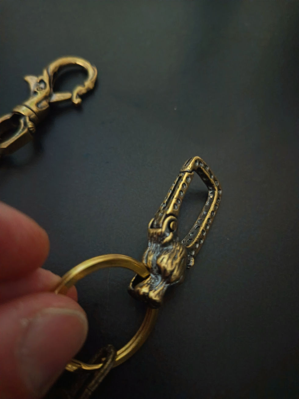 Miniatura: Catena pantalone in ottone pieno e acciaio