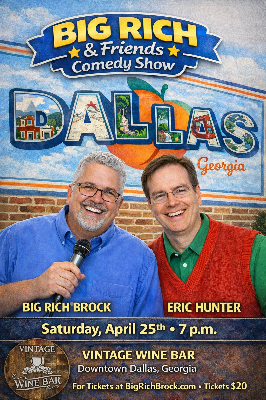 Rich Rd Denham Comedy Big Rich Clean Comedy Show 4/25 with Eric Hunter at Vintage Wine Bar ...