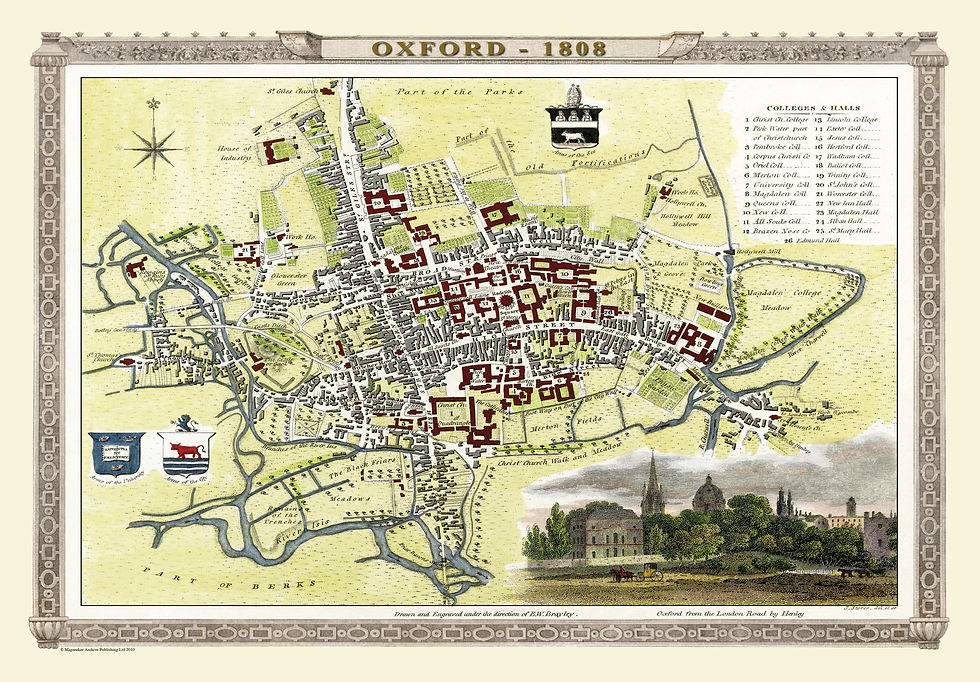 Oxford, 1808, Cole & Roper, Map, Historic
