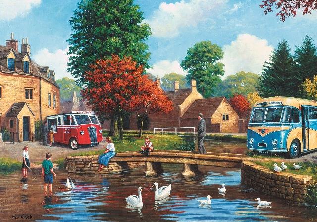 Coach at lower slaughter in the cotswolds jigsaw by grovely puzzles
