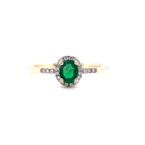14K YELLOW GOLD EMERALD AND DIAMOND RING Bakers Jewelry