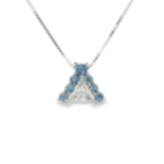 14KT WHITE GOLDYOGO SAPPHIRE AND DIAMOND PENDANT