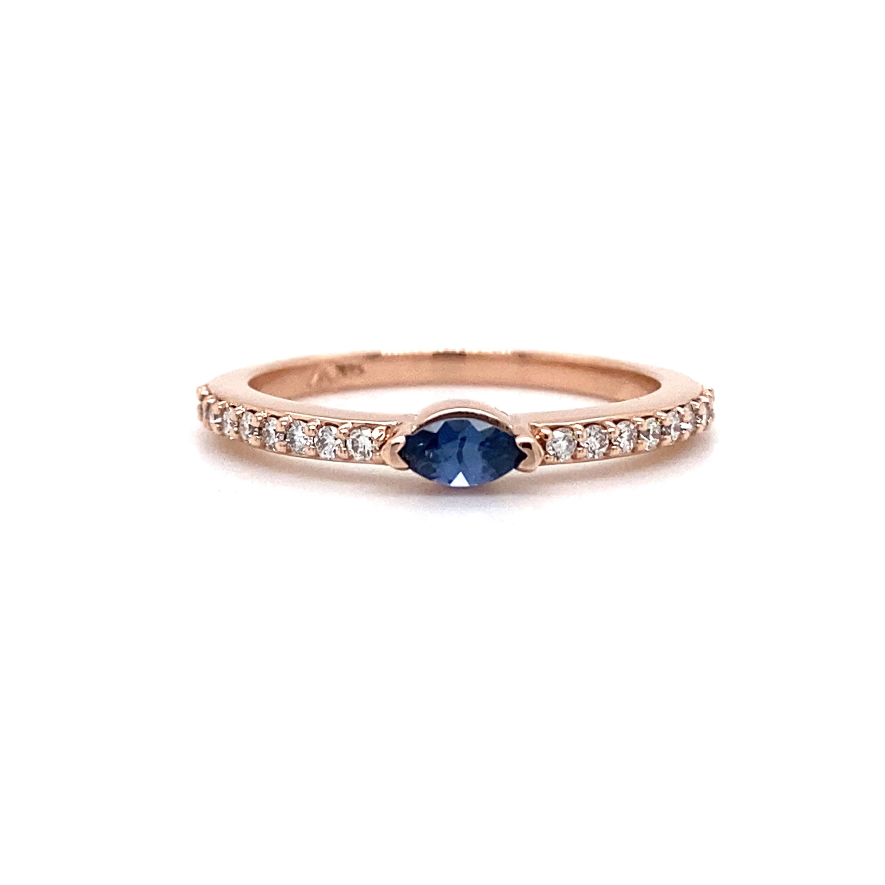 14KT ROSE GOLD YOGO SAPPHIRE AND DIAMOND RING