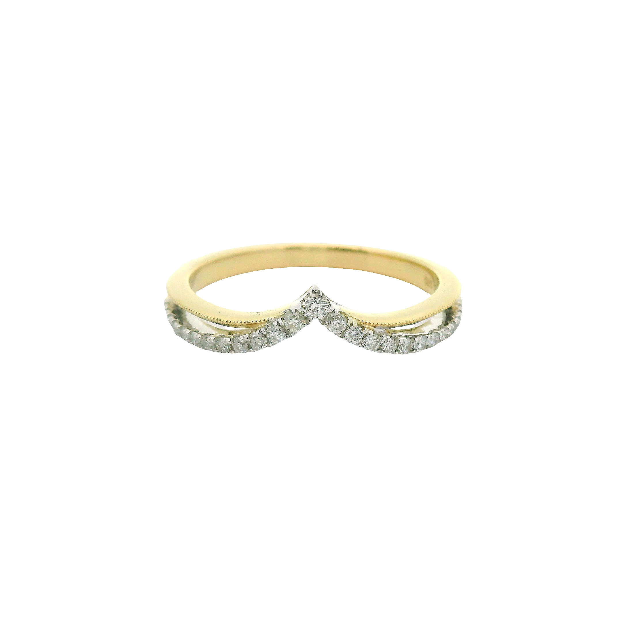 14KT TWO TONE DIAMOND CONTOUR RING