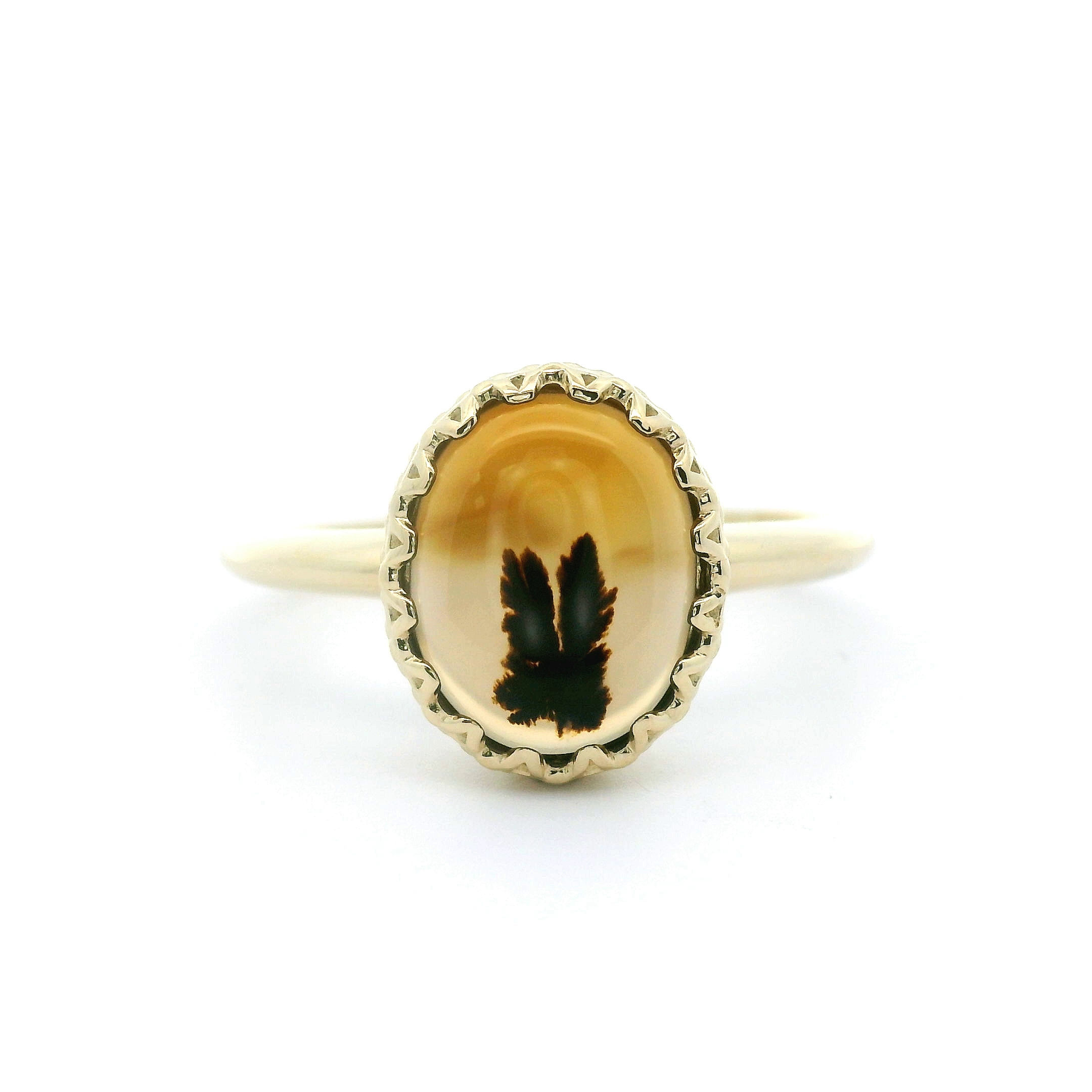 14KT YELLOW GOLD MONTANA AGATE RING