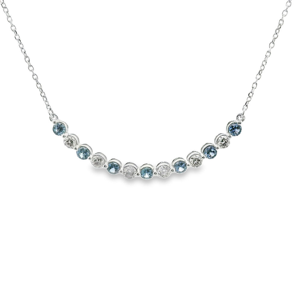 14KT WHITE GOLD DIAMOND AND YOGO SAPPHIRE NECKLACE