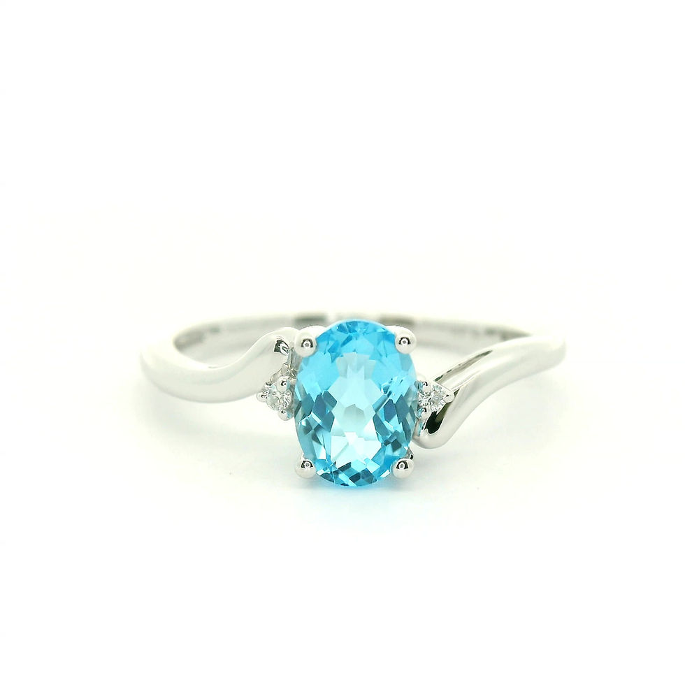 Thumbnail: 14KT WHITE GOLD BLUE TOPAZ RING