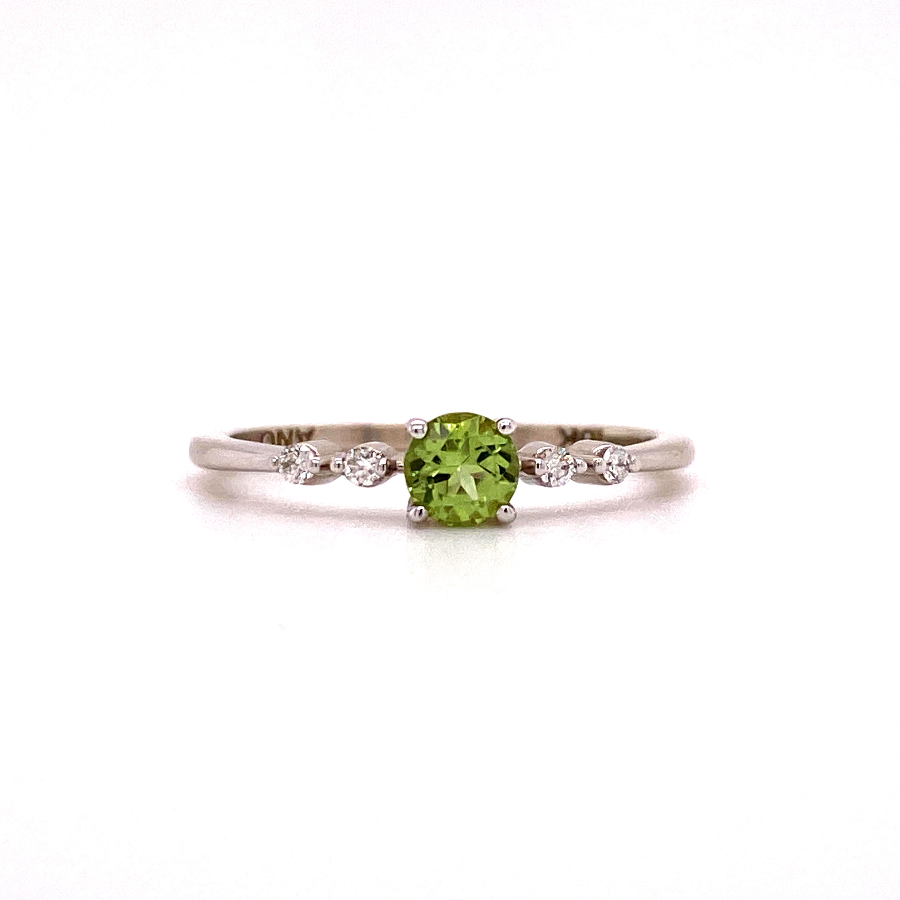 10KT WHITE GOLD PERIDOT AND DIAMOND RING