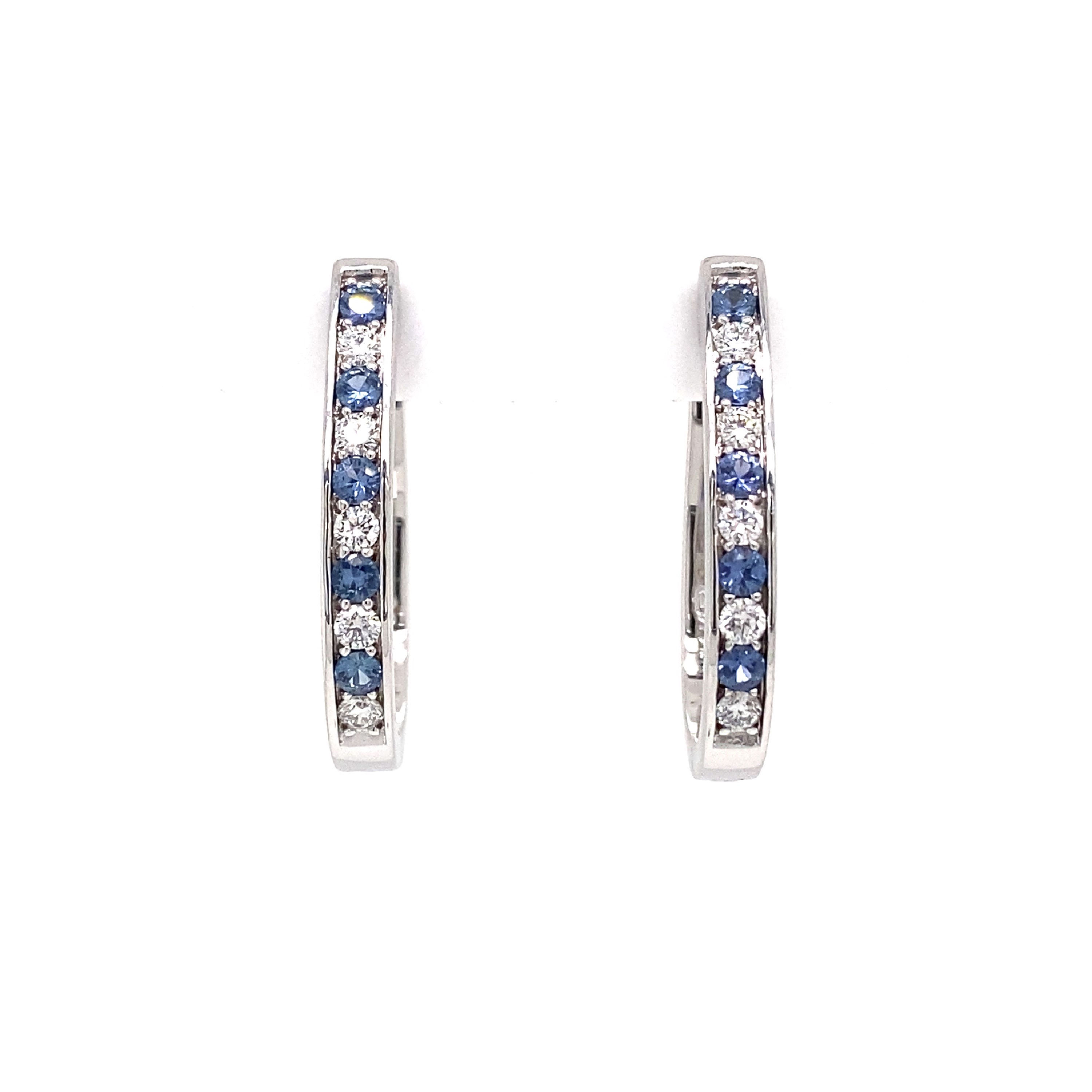 14KT WHITE GOLD YOGO SAPPHIRE AND DIAMOND EARRINGS