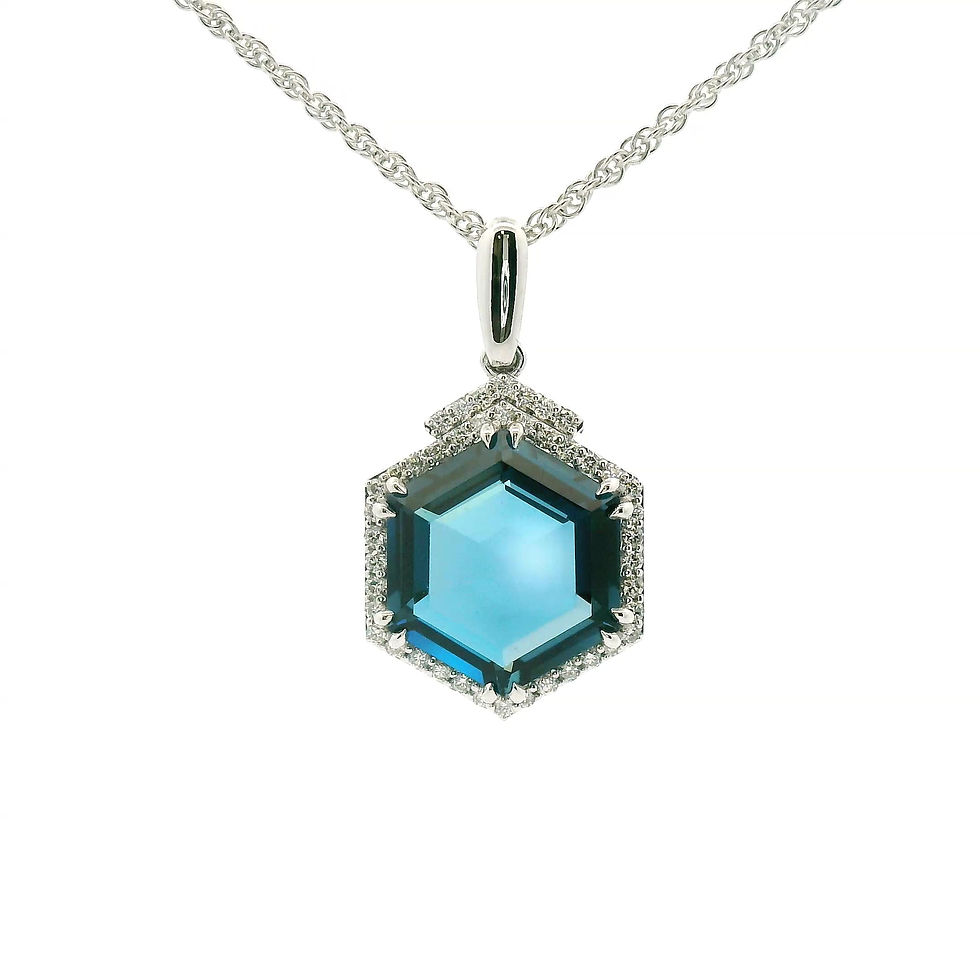 Thumbnail: 14KT WHITE GOLD TOPAZ PENDANT