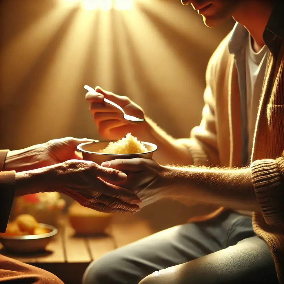 "O alimento da alma também é primordial, ao oferecer um pão ao próximo, ofereça com amor e não com obrigação."