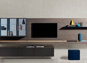 This composition features a captivating “Rovere Fumo” backlit wall panel and a complementary wall-mounted platform in the same finish, adding depth and warmth to the space. Adding to the allure is the “Venere” module, finished in “Oceano” matte lacquer, which offers both storage and display options. Its “Argento” transparent glass-hinged doors, adorned with a glossy “Titanio” door frame, provide a modern touch while allowing glimpses of its contents. The silkscreen-printed back panel further enhances its aesthetic appeal. Additionally, an “Oceano” matte lacquered shelf provides additional storage space, seamlessly integrating with the overall design scheme.
Cherry HIll