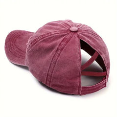 Burgundy Ponytail Friendly Distressed Baseball Caps back view