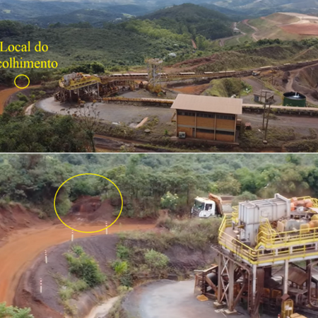 Recolhimento de amostra na estrada de acesso à área de mineração da Mina do Tamanduá - Proj. Vale (Poeira)