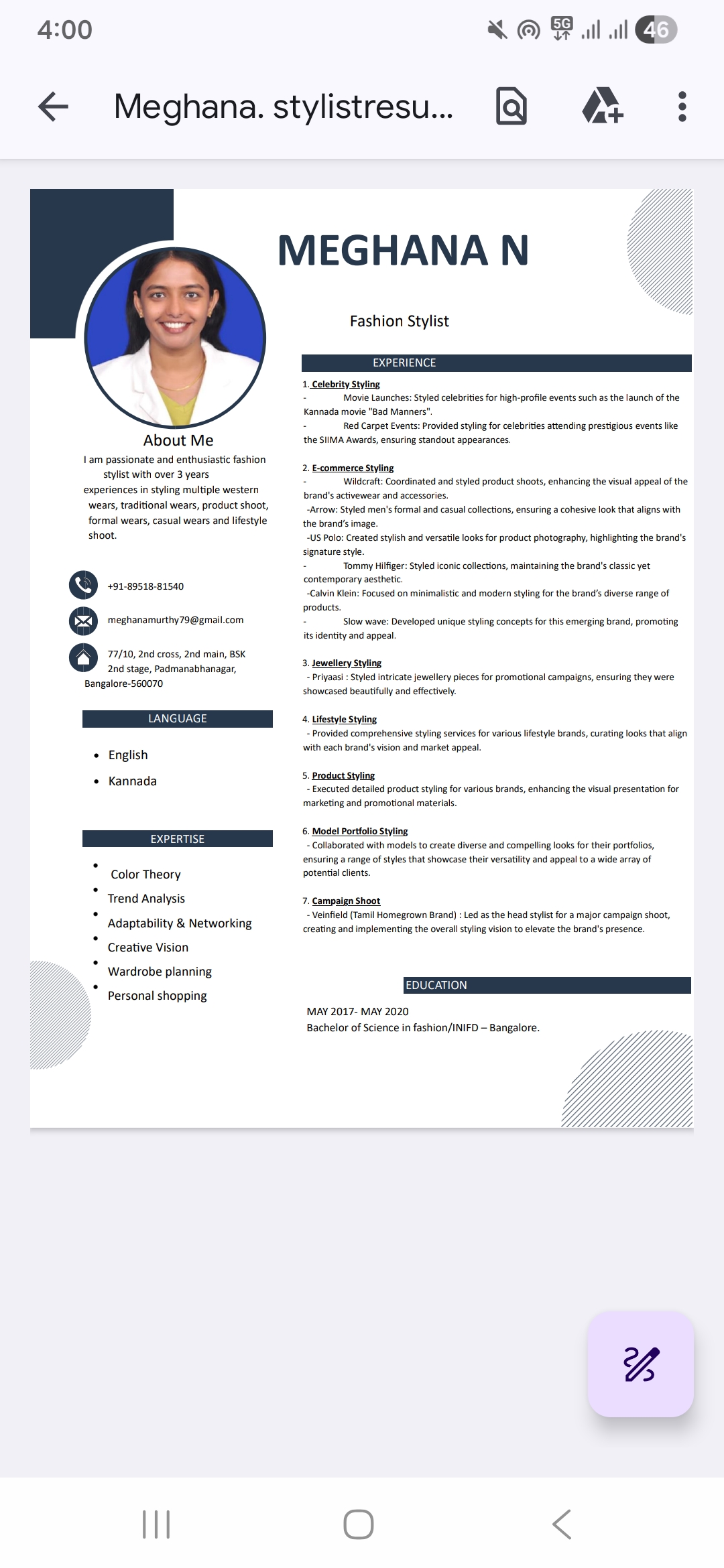 Meghana N -  in Bangalore